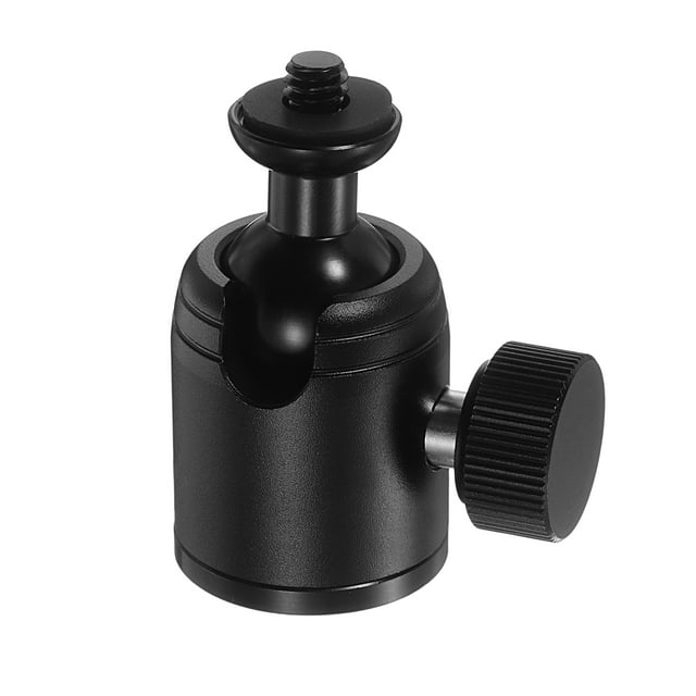 1/4" Mini Ball Head, 360° Rotating Screw Tripod Mount Panoramic Ball Head DSLR Camera Mount Base Adapter Photograph Accessory for Phone Light Camera Loading 4.4lb, Black