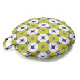 thumbnail image 1 of Abstract Round Floor Cushion with Handle, Round Square with Diagonal Streaks Retro Layout, Decorative Pillow for Living Room & Dorms, 18" Round, Yellow Green Indigo, by Ambesonne, 1 of 4