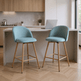thumbnail image 1 of Homy Casa Set of 2 Counter Stools with Upholstered Seat and Wooden Legs, with Curved Backrest and Footrest, for Office Breakroom, Coffee Corners, and Casual Workspaces, 1 of 7