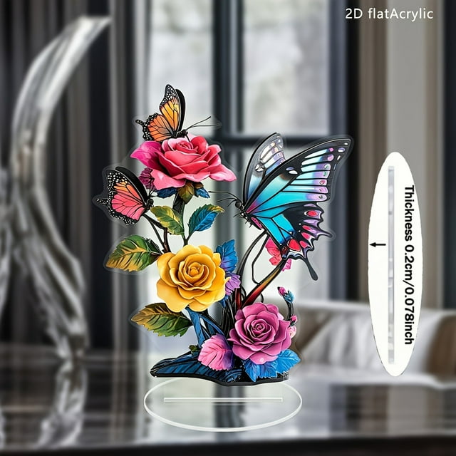 Butterflies Flower Desktop Decoration 2D Flat Home Window Decoration