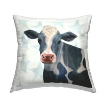 Stupell Industries Patriotic Farm Cow Painting with Blue Stars Farmhouse Multi-Color,18 x 7 x 18 Decorative Pillows