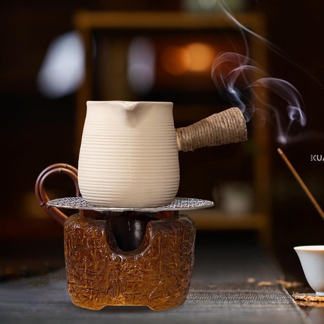Tetera de cerámica de conservación cálida perfecl con mango lateral de cuerda blanco