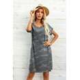 thumbnail image 3 of POSESHE Women's Camo Loose T-Shirt Dress, Round Neck Print Roll Sleeve Dresses, 3 of 5