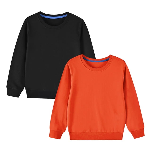 vdgthytj 2 Pack Chandail en Molleton Garçon Fille Enfant Automne Décontracté Ample Col Rond Manches Longues Pull Blouse