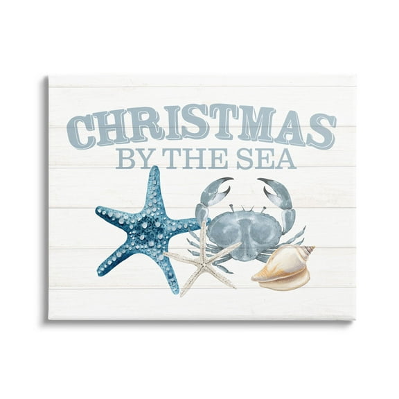 Stupell Industries Christmas By The Sea Nautical Graphic Art Gallery Wrapped Canvas Print Wall Art, Design by Kim Allen