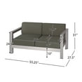 thumbnail image 2 of GDF Studio Alec Outdoor Aluminum Loveseat with Cushions, Silver, Khaki, 2 of 9
