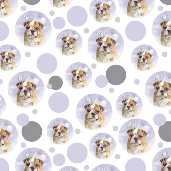 British Bulldog Puppy Dog Sweet Dreams Glasses Premium Gift Wrap Wrapping Paper Roll