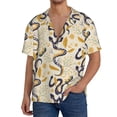 thumbnail image 3 of Vsdgher Snake And Floral Print Men's Wrinkle Free Untucked Cuban Shirt Business Casual Button Down Shirts Short Sleeve Shirt, 3 of 7