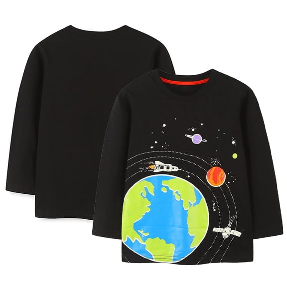 KYAIGUO 2-7T Toddler Kids Boy Cartoon Sweatshirts Baby Spring Long Sleeve Crewneck Tees Tops Autumn Pullover Cotton Graphic Casual Shirts