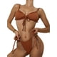thumbnail image 4 of Txlixc Conjunto de traje de baño dividido para mujer, bikini con volantes+bragas con cordones+cobertores de malla Txlixc Moda, 4 of 7