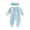 Blue, variant on Busydd Baby Girl Romper with Headband 0-12 Months Fashion Solid Color Round Neck Ruffled Onesie Casual Summer Long Sleeve Ribbed Infant Boy Clothes NB