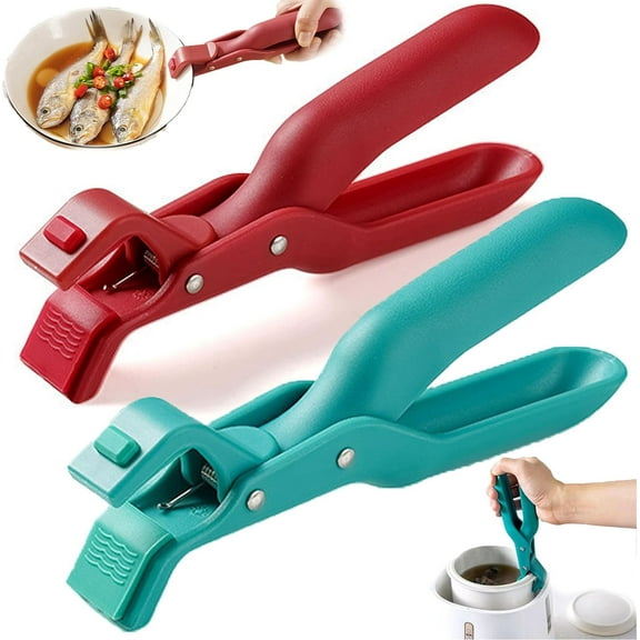 Multi-Purpose Anti-Scald Bowl Holder Clip for Kitchen, 2 Pcs Silicone Non-Slip Heat Insulation Anti-Scald Clip, Hot Bowl Dish Plate Gripper Clips Tongs Clamp Holder, Hot Pan Gripper Tool (Red Green)