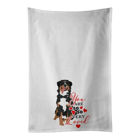 

Bernese Mountain Dog #1 so Loved White Kitchen Towel Set of 2 19 in x 28 in