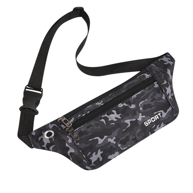 Fiudx Riñonera Deportiva de Lona de Camuflaje, Gran Capacidad, Nailon Ligero, Protección Contra La Lluvia y El Sudor, Manos Libres, Ideal para Ocio y Viajes, 32 X 12 X 1 Cm