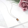 thumbnail image 4 of Gem Stone King 925 Sterling Silver Brown Tiger Eye and White Diamond Pendant Necklace for Women | 2.03 Cttw | Gemstone Birthstone | Emerald Cut 9X7MM | With 18 inch Silver Chain, 4 of 4