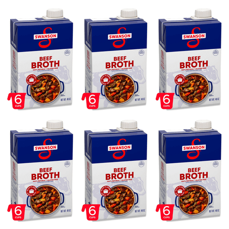 Swanson 100% Natural Beef Broth, 48 oz Carton (Pack of 6)