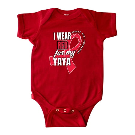 

Inktastic Sickle Cell Awareness I Wear Red For My Yaya Gift Baby Boy or Baby Girl Bodysuit