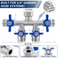 thumbnail image 4 of 4 Way Hose Splitter, 304 Stainless Steel Garden Hose Manifold with 4 Independent Shut-Off Valves, Heavy Duty Outdoor Faucet Adapter, Leak-Proof with Washers & Teflon Tape, 4 of 8