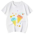 thumbnail image 4 of MIXUE Toddler Girls Tops & T-Shirts Summer Cute Ice Cream Print Round Neck Short Sleeve Fashion Casual Tshirts Outwear,White,3-4 Years, 4 of 4
