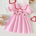 thumbnail image 3 of Fozruso Girls Lace Dress Toddler Girls Short Sleeve Valentine's Day Plaid Dresses Party Dance Dress Sizes 6-12 Months, 3 of 6