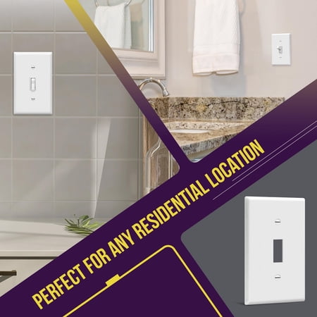 ENERLITES Light Switch Cover Plate, Toggle Wall Plate Cover, Size 1-Gang 4.50 x 2.76, Unbreakable Polycarbonate Thermoplastic, 8811-W-10PCS, White (10 Pack)