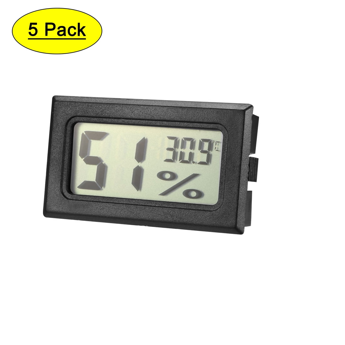 uxcell Black Digital Temperature Humidity Meters Gauge Indoor Thermometer Hygrometer LCD Display Celsius for Humidors °C Greenhouse 5pcs 