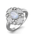 thumbnail image 2 of 6X4 MM Oval Natural Moonstone Designer Flower 925 Sterling Silver Mother's Day Gift Ring, 2 of 3