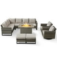 thumbnail image 5 of OPOHORO 8PCS Patio Furniture Set with Propane Fire Pit, Gray Wicker Rattan Furniture Set for Outside with Sectional Couch Patio Swivel Chairs Rectangular Propane Firepit Table - Beige, 5 of 15