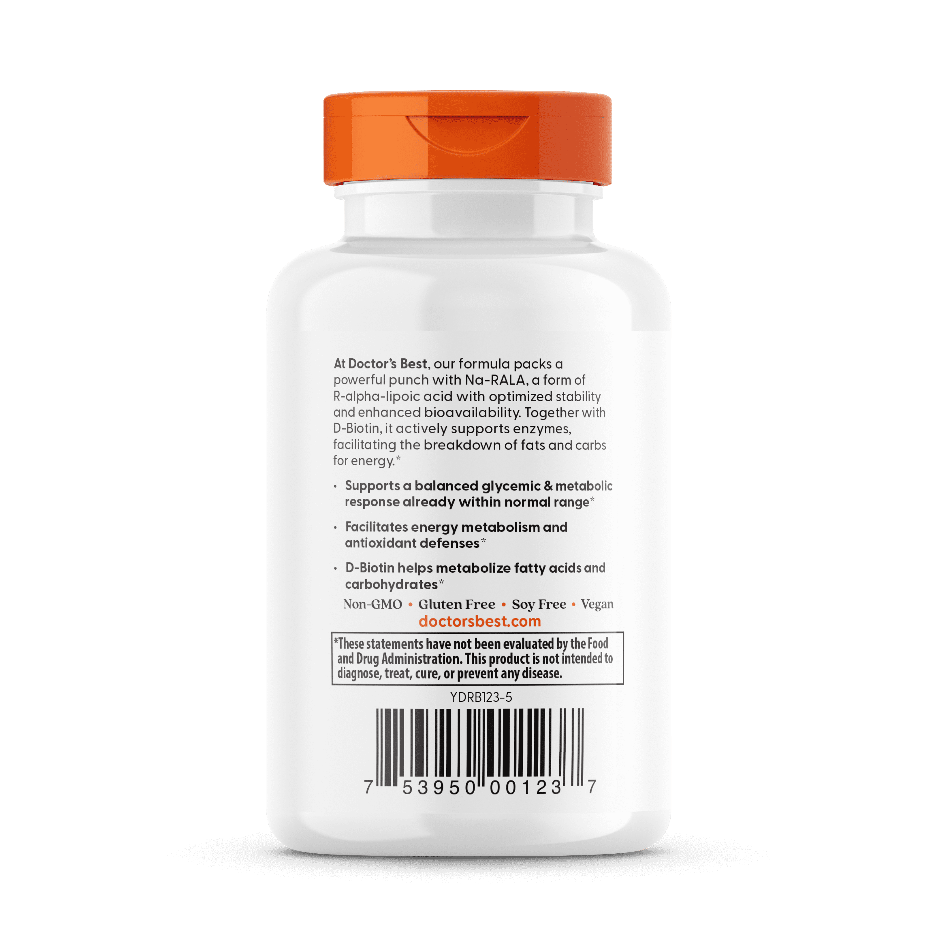 Doctor's Best Stabilized R-Lipoic Acid with BioEnhanced Na-RALA, Non-GMO, Gluten Free, Soy Free Vegan, Helps Maintain Blood Sugar Levels, 100 mg 60 Veggie Caps