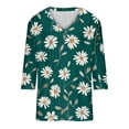 thumbnail image 5 of YUGYXL Casual 3/4 Sleeve Shirts for Women Trendy Flower Print Tshirts V Neck Lightweight Comfy Tops Dressy Soft Tunics Tees Holiday Blouse, 5 of 5