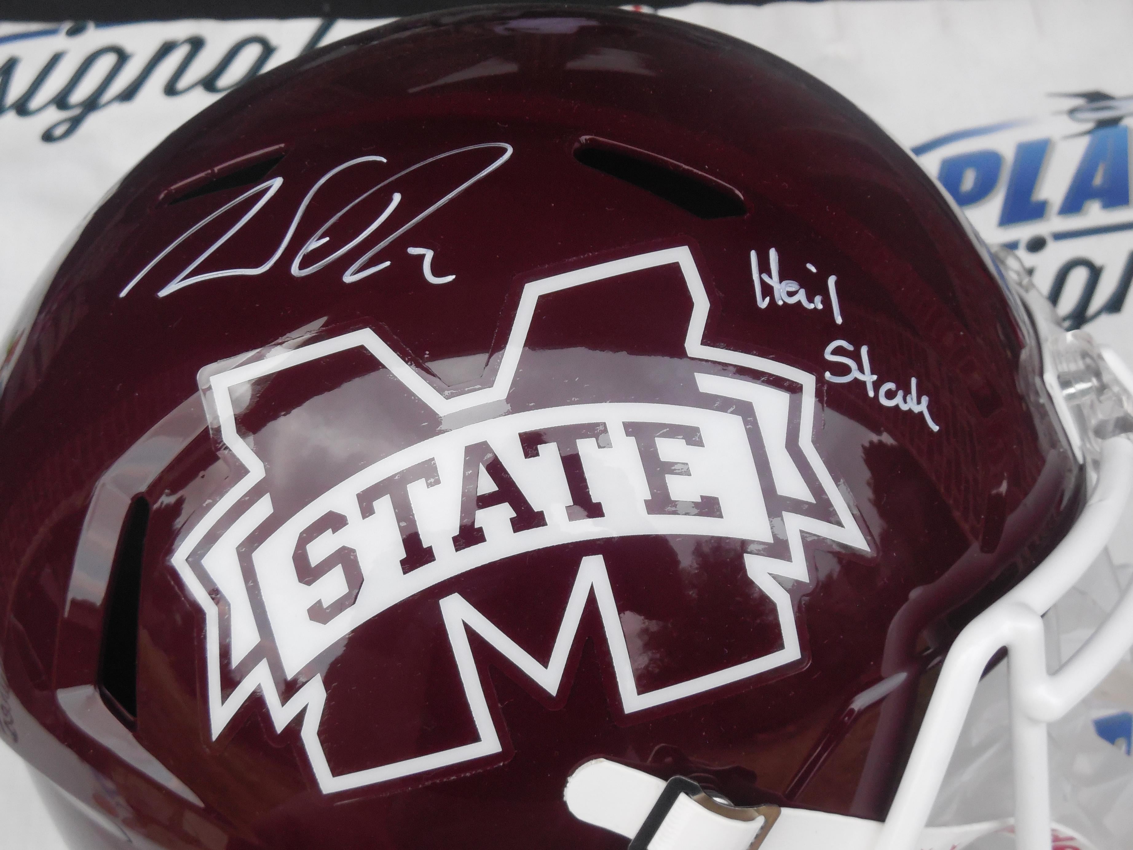 Will Rogers signed autographed Misssissippi State MSU Bulldogs full size speed helmet w/ Hail State JSA COA