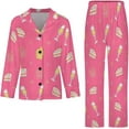 thumbnail image 4 of Top-kevin Women Long Sleeve Pajama Set Comfy Pjs Sets Champagne Bottles Glasses Stars 2 Piece Lounge Set, 4 of 12