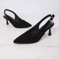 thumbnail image 4 of ShiShine Women's Slingback Kitten Heels Closed Pointed Toe Backless Wedding Party Dress Pumps Shoes, 4 of 9