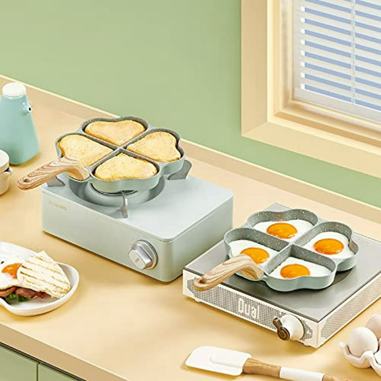 Heart-shaped 4 Egg Frying Pan - Four Leaf Nonstick Ceramic Egg Pan, Mini Egg  Poacher, Non-stick Aluminum