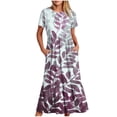 thumbnail image 2 of Vestido de Manga Corta para Mujeres Vestido de Verano de Cuello Redondo Impreso, Poliéster de Tamaño Verdadero Diario Y Vestido de Fiesta, 2 of 5