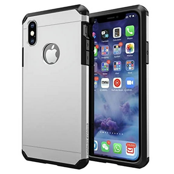 ImpactStrong Compatible with iPhone X Case/iPhone Xs Case, Heavy Duty Dual Layer Protection Cover Heavy Duty Case Designed for iPhone X/Xs 5.8 inch (2018) - Silver