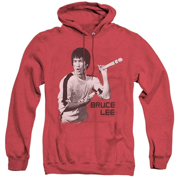 Bruce Lee Nunchucks Adult Heather Hoodie Sweatshirt Red
