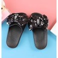 thumbnail image 4 of Girls Glitter Slides Slippers Black Sequin Bow Shoes for Kids Beach PVC Molded Footbed Flatform Sandals, 4 of 4