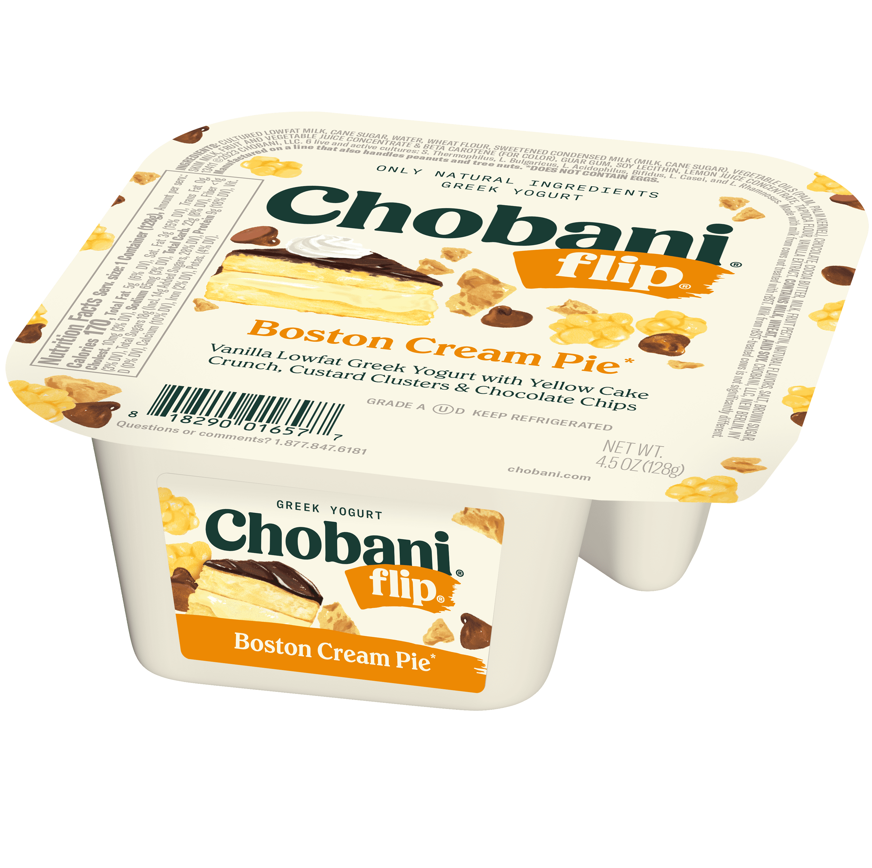 Chobani Flip Low-Fat Greek Yogurt Boston Cream Pie 4.5 oz Cup