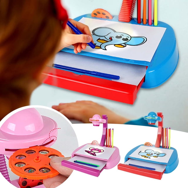 Cagogo under $5 2Pcs KidsProjector DrawingToy, KidsDrawing ProjectorToy, Art Tracing Projection Desk with Light,Children'sPainting LearningToySet, Educational Drawing Board for Toddlers