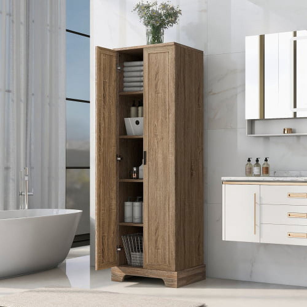 Bellemave 71"H Tall Bathroom Storage Cabinet with Adjustable Shelves, Wood Tall Storage Cabinet 2 Doors for Bathroom, Office, Kitchen, Brown