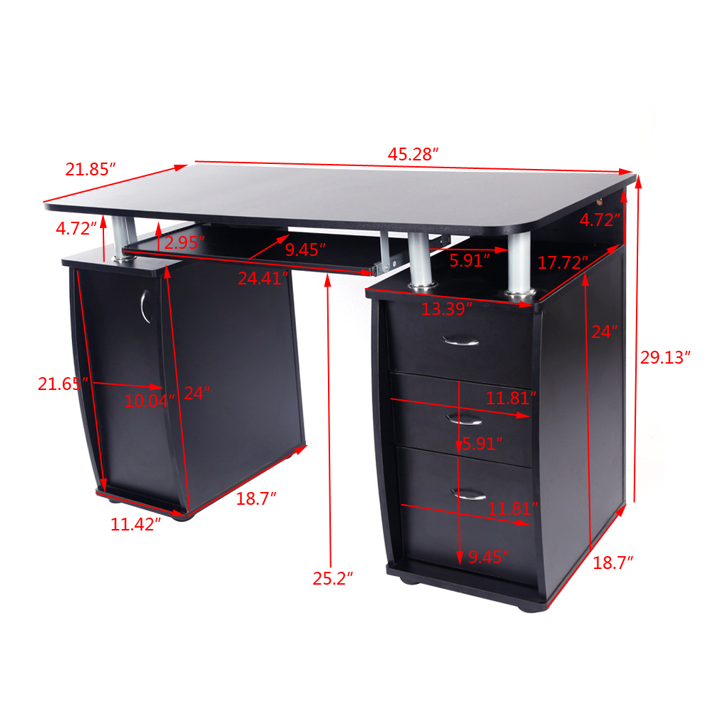 Lowestbest Computer Desk Storage Desk, Study and Office Desk with Drawers, Black Lowestbest Computer Desk Storage Desk, Study and Office Desk with Drawers, Black