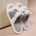 thumbnail image 7 of Fuzzy Slippers For Women Slippers Fuzzy Comfortable Shoes Cute Cat Print Open Toe Flat Slides Cozy Fall Winter Home Footwear Warm Cozy Winter House Slippers Bedroom Indoor House Shoes, 7 of 7