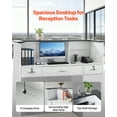 thumbnail image 5 of VEVOR Reception Desk, 50 inch Rectangular Front Counter Table, Modern Office Reception Desk with Light Strip, 3 Drawers & Storage Cabinets, Retail Counter Table for Checkout, Lobby, Salon, Office, 5 of 9