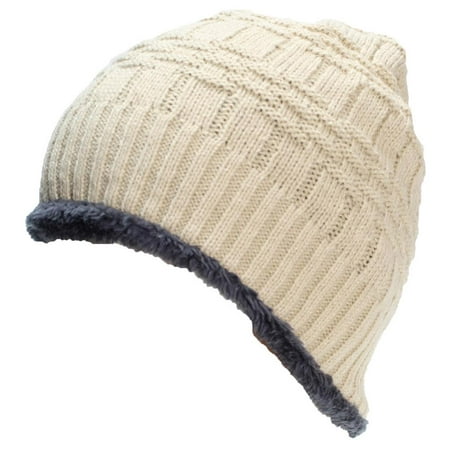 Best Winter Hats Adult Insulated Basketweave Knit Beanie W/Faux Fur Liner -