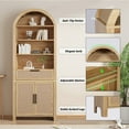 thumbnail image 7 of LEFHDA 78" Tall Bookshelf, Arched Bookcase with Drawers, Boho 6-Tier Bookshelf with Storage, Rattan Open Display Storage Shelf Bookshelf for Living Room Bedroom & Classroom(Oak), 7 of 7