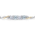 thumbnail image 3 of Gem Stone King 925 Silver and 10K Yellow Gold White Moissanite and Sky Blue Topaz and White Lab Grown Diamond Bracelet for Women | 2.42 Cttw | Gemstone | Round 5MM | Fully Adjustable 9 inch, 3 of 5