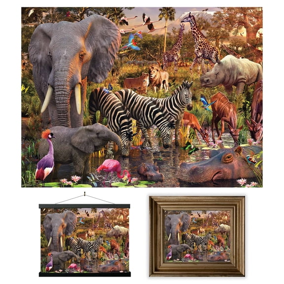 Deluxebase 3D LiveLife Lenticular Wall Art – Waterhole Safari – Unframed Animal Poster