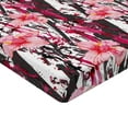 thumbnail image 4 of Ambesonne Hibiscus Fitted Sheet, Floral Pattern Forest Art, Full Size, Pale Pink Hot Pink White, 4 of 5