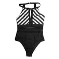 thumbnail image 7 of Women's One Piece Bikini Swimsuit High Neck Halter Striped Sexy Fashion Beach Swimwear for Summer Vacation,Black,L, 7 of 7